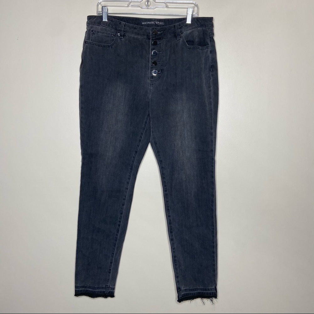 Michael Kors Selma Skinny Raw Hem Button Fly Jeans